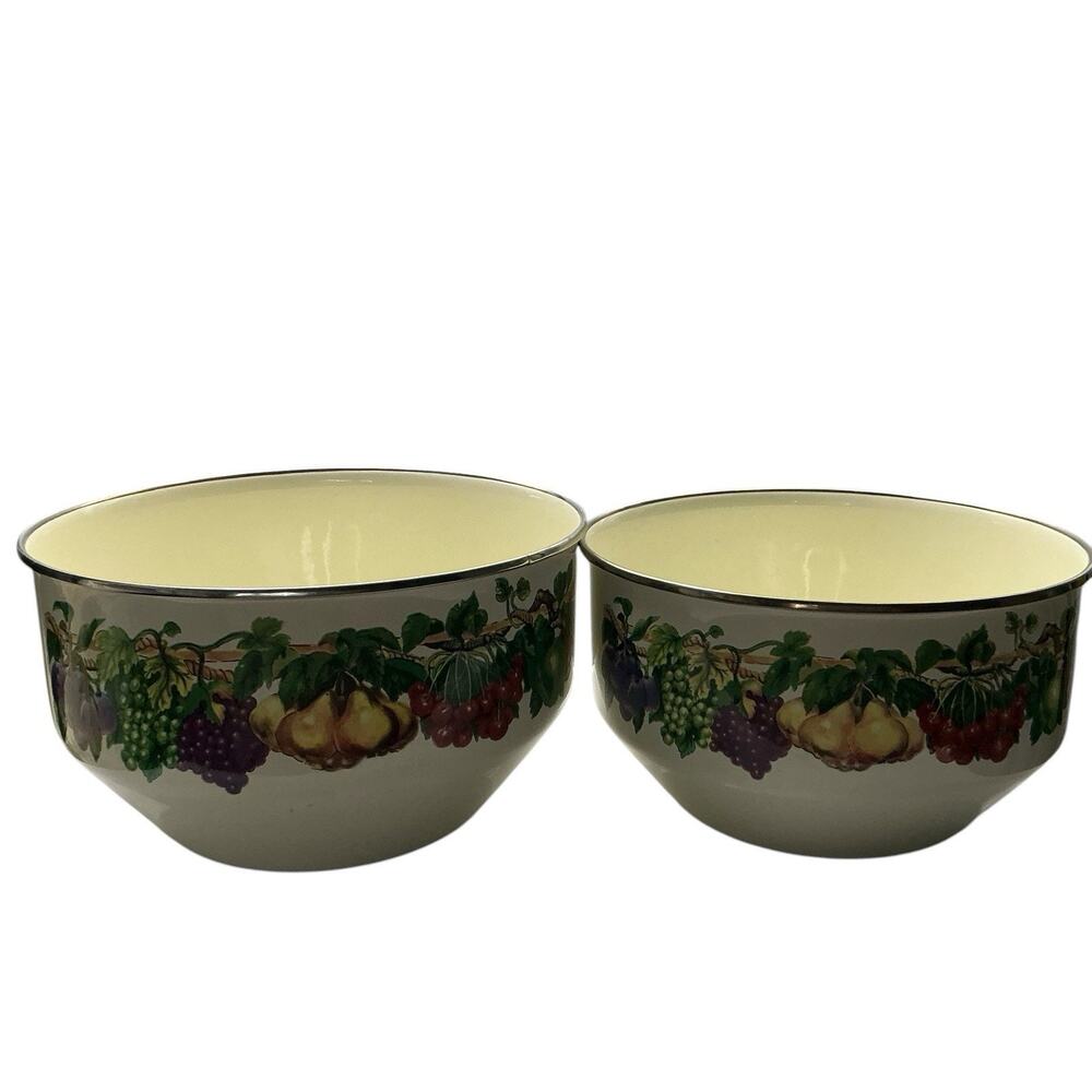 Vintage Tabletops Unlimited Kensington Garden Enamelware Bowls - Set of 2